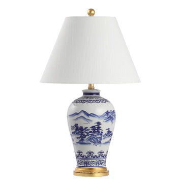 Zhou 26.5" Ceramic/Iron Traditional Cottage LED Table Lamp - JONATHAN Y